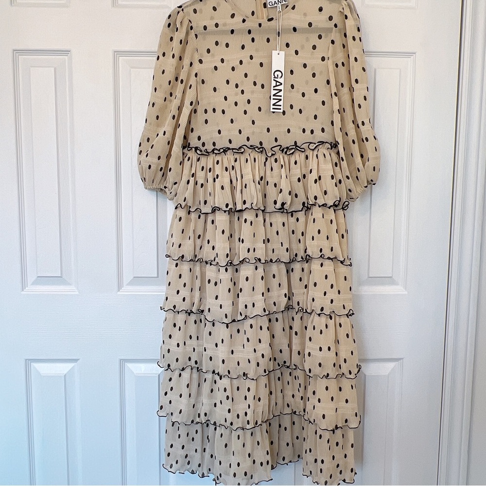 Ganni polka dot midi dress